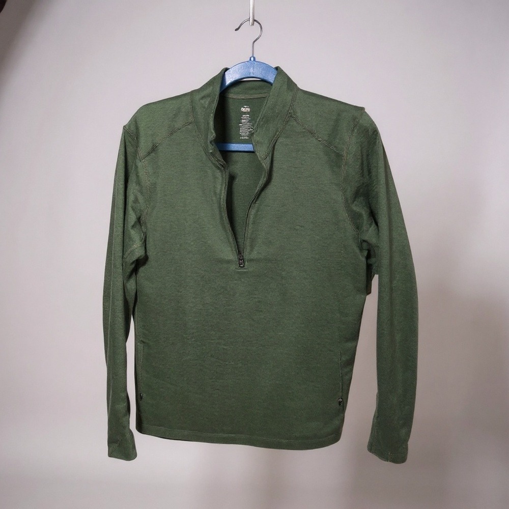 REI‎ Co-op Men's Green Quarter Zip Long Sleeve Pullover Top XL Polyester Spandex